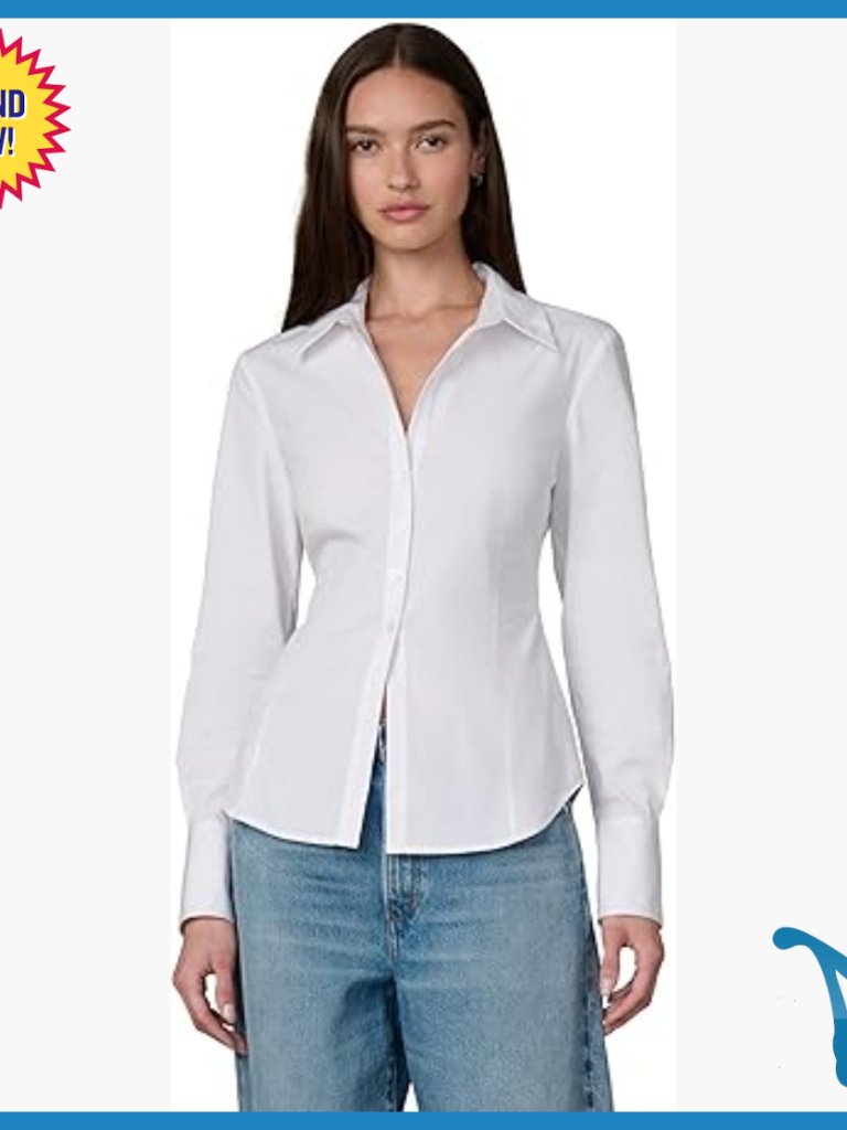 Slim Fit Long Sleeve Button Down Shirt, Cotton Blend, Standard Length